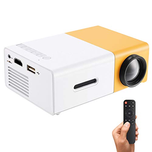 Product Cover Gunor Mini Projector, YG300 Portable LED Projector Support PC Laptop USB Stick USB/SD/AV/HDMI Input for Video/Movie/Game/Home Theater Video Projector, Best Gift for kid (Yellow)