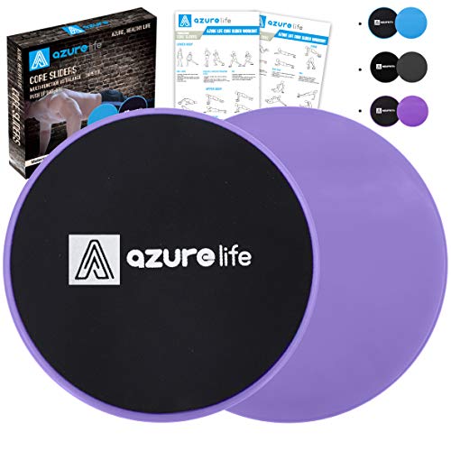 Product Cover A AZURELIFE Exercise Core Sliders, 2 Pack Dual Sided Exercise Gliding Discs Use on All Surfaces, Light and Portable, Perfect for Abdominal&Core Workouts