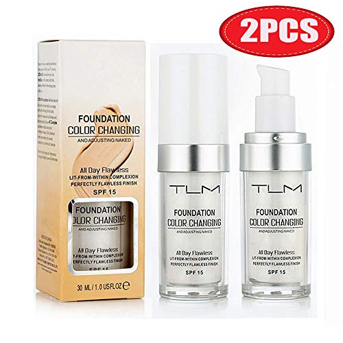 Product Cover 30ml TLM Concealer Cover Cream Flawless Colour Changing Foundation Makeup Base Nude Face Liquid Cover Concealer Changing Warm Skin Tone Moisturizing Cover for women&girls(2pcs)