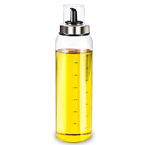 Product Cover Baskety Glass Oil and Vinegar Cruet,Borosilicate Glass Liquid Metallic Lid Oil Bottle Jar Dispenser 500 ml 24cm(New Pack of 1)