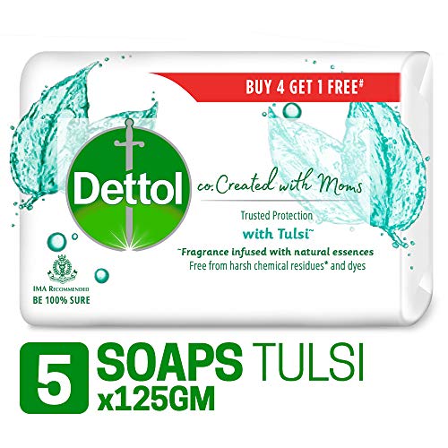 Product Cover Dettol Co-created with moms Tulsi Bathing Soap , 125gm (Buy 4 Get 1 Free)