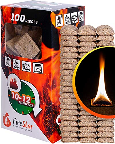 Product Cover Fire Starter Squares - 100pc fire starters for fireplace - Camping fire lighter - Grill charcoal starter cubes - Firestarters for campfires | fireplace | fire pit burns 10-12 min
