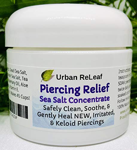 Product Cover Urban ReLeaf Piercing Relief Sea Salt Concentrate AFTERCARE ! Safely Clean, Soothe & Gently Heal New Irritated & Keloid Bump Piercings. Effective Non-iodized Dead Sea Salt, Tea Tree Rosemary