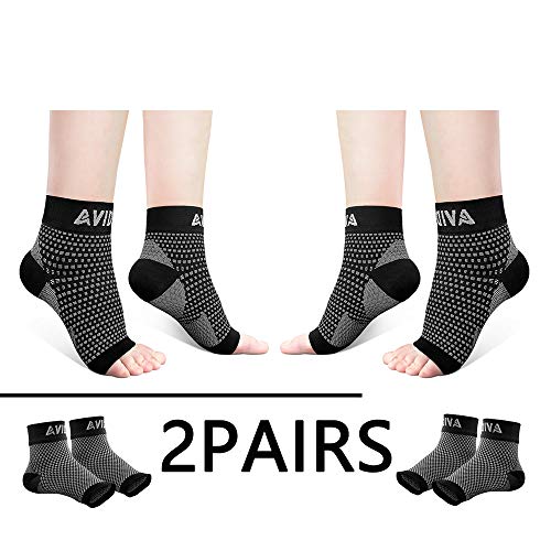 Product Cover AVIDDA Ankle Brace for Men Women 2 Pairs Plantar Fasciitis Socks with Arch Support Compression Foot Sleeve for Achilles Tendon Support Sprained Ankle Swelling Flat Feet Black X-Large