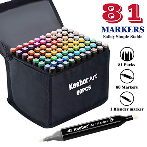 Product Cover Keebor Advanced 80+1 Colors Dual Tip Alcohol Art Markers, Plus 1 Blender Marker with Thick Packing, General Markers for Fine Arts Academy