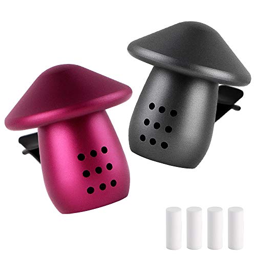 Product Cover Maromalife 2 PCS Car Diffuser Vent Clip, Lovely Mushroom Aromatherapy Essential Oil Aluminum Locket Car Scent Diffuser Air Freshener with 4 Felt Bars(Purple+Gray)