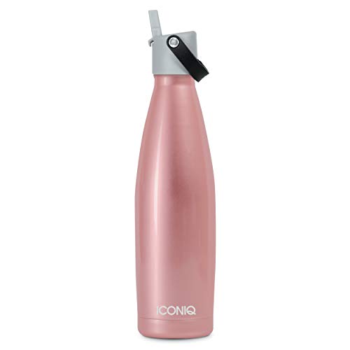 Product Cover ICONIQ Stainless Steel Insulated Sport Bottle with Pop Up Straw Cap | 17 Ounce | Rose Gold