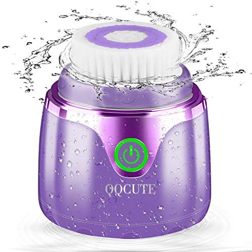 Product Cover Sonic Facial Cleansing Brush, QQcute Waterproof Face Brush, Smart Timer, Wireless Charging Face Scrubber with 3 Modes and 2 Brush Heads for Deep Cleansing, Exfoliating Galvanic Machines, Purple