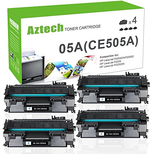 Product Cover AZTECH Compatible Toner Cartridge Replacement for HP 05A CE505A P2035 P2035N P2055DN (Black, 4-Pack)