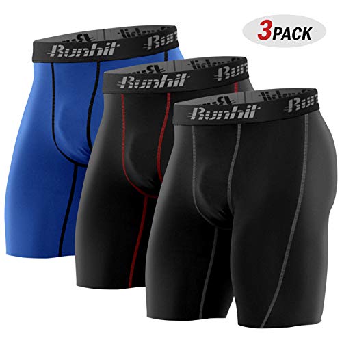 Product Cover Runhit Men's Compression Shorts(3 Pack), Compression Spandex Yoga Shorts Underwear