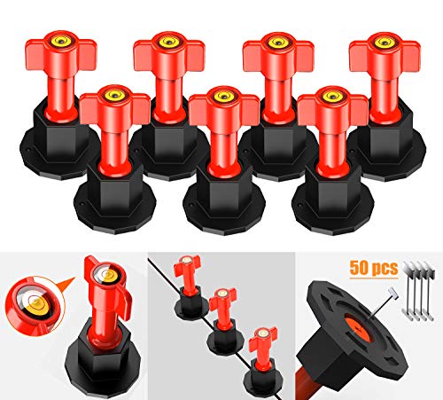 Product Cover CJANDEP Replaceable T Lock Tile Leveling System Updated Reusable Tile Spacers with Bubble Level Head Anti-lippage Tile Installation Tools Tile Leveler 2 mm(200 pcs)