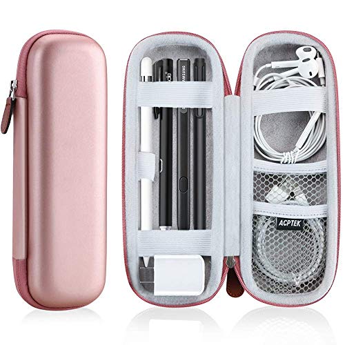 Product Cover Case Holder for Apple Pencil, AGPTEK Elastic Strap Sleeve Pocket Protective Carrying Case for Samsung Stylus iPad Pro Pen, Pencil, Apple Pen Accessories, USB Cable, Pink