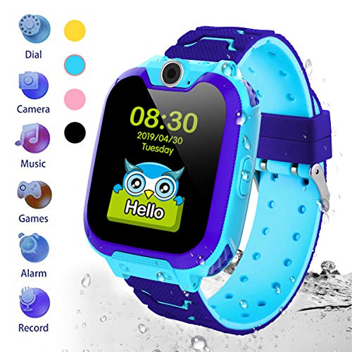 Product Cover HuaWise Kids Smartwatch[SD Card Included], Waterproof Smartwatch for Kids with Quick Dial, SOS Call, Camera and Music Player, Birthday Gift Game Watch for Boys and Girls(Not Support AT&T) (Blue)