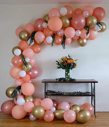 Product Cover DIY Balloon Garland Kit & Balloon Arch, Party Supplies Decorations, 16 Feet Long Decorating Strip, 110 Premium Ballons, Peach Blush, Rose Gold, Chrome Gold, White, Pearl SM-XL