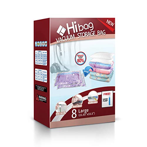 Product Cover Hibag Space Saver Bags Combo with A Free Hand Pump for Home Storage and Travel Usage (8-Large)