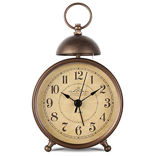 Product Cover EMIROOM 5.5 Inch Retro Single Bell Loud Alarm Clock, Silent Non Ticking Battery Operated, Classic Small Table Alarm Clock for Bedroom (Arabic Numerals)