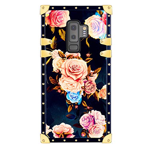 Product Cover Funermei Flower Luxury Case for Samsung Galaxy S9,3D Soft Colorful Rose Floral Rivet Pattern Design Slim Cover,Unique Women Girls Lady Phone Skin, Color TPU Shockproof Cases Galaxy S9