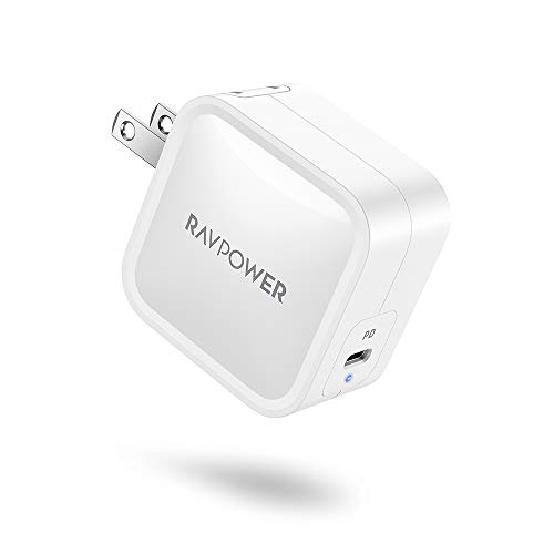 Product Cover USB C Charger, RAVPower 61W Wall Charger PD 3.0 [GaN Tech] Type C Fast Charging Power Delivery Foldable Adapter, Compatible with iPhone 11/Pro/Max, MacBook Pro/Air, Ipad Pro 2018 and More (White)