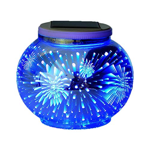 Product Cover Color Changing Solar Powered Glass Ball Led Garden Lights, Rechargeable Solar Table Lights, Outdoor Waterproof Solar Night Lights Bright Lawn Lamps for Decorations, Ideal Gifts (fire)