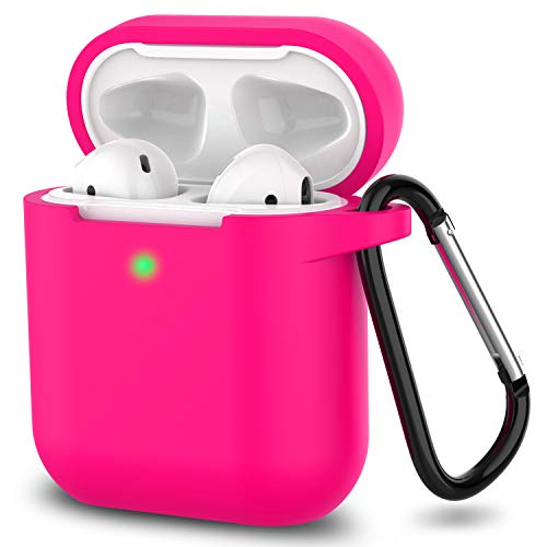 Product Cover AirPods Case, Full Protective Silicone AirPods Accessories Cover Compatible with Apple AirPods 1&2 Wireless and Wired Charging Case(Front LED Visible),Rose Red