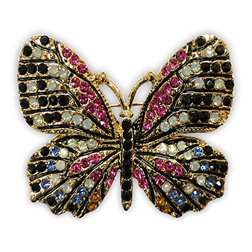 Product Cover ZUOZUOYA Vintage Winged Butterfly Brooch - Colorful Crystal Rhinestones Cute Animal Corsage Pin with Gold Tone - Great for Wife,Sisters,Friends or Daily Wear
