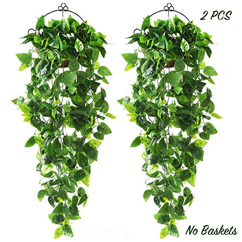 Product Cover CEWOR 2pcs Artificial Hanging Plants 3.6ft Fake Ivy Vine Fake Ivy Leaves for Wall Home Room Garden Wedding Garland Outside Decoration