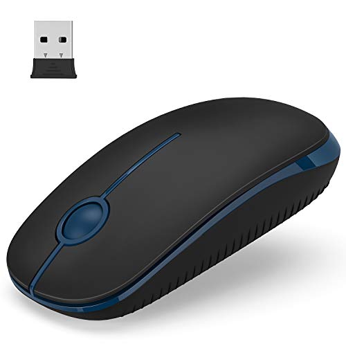 Product Cover Wireless Mouse, Vssoplor 2.4G Slim Portable Computer Mice with Nano Receiver for Notebook, PC, Laptop, Computer-Black and Sapphire Blue