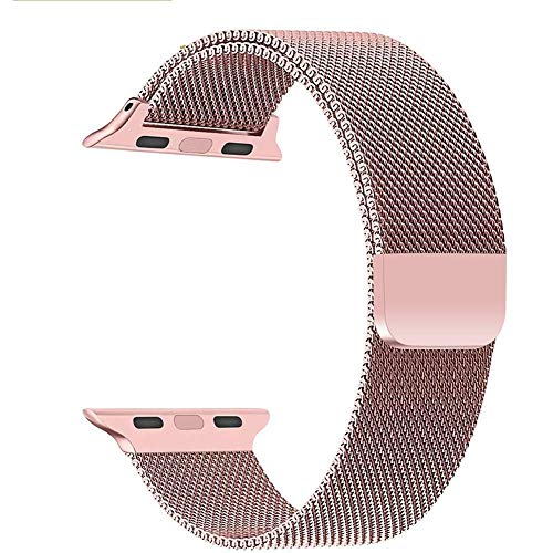 Product Cover Shopkart Stainless Steel Smart Watch Strap for Series 1,2,3 with Unique Magnet Lock Compatible with iWatch 44mm (Rosegold)
