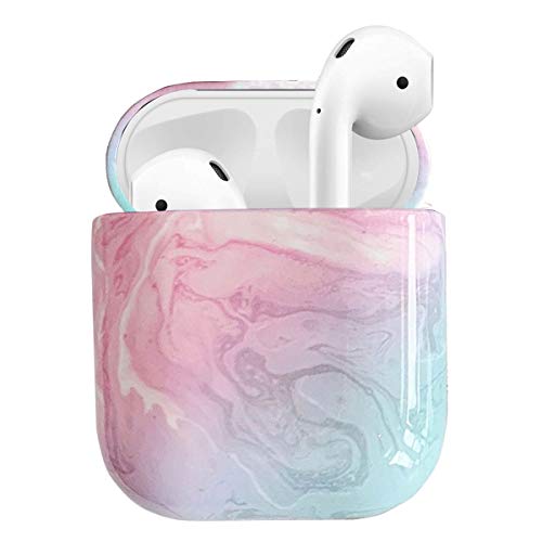 Product Cover 2019 Newest AirPods Case, 360°Marble AirPods Hard Protective Case Accessories Kit Compatiable with Apple AirPods 1st/2nd Charging Case Pink