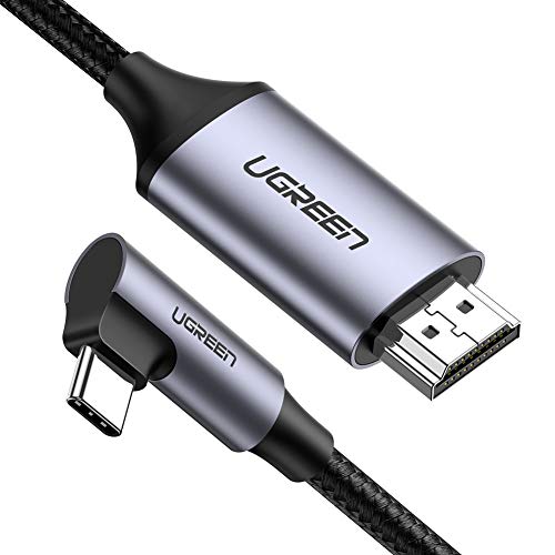 Product Cover UGREEN USB C to HDMI Cable Right Angle 4K USB Type C HDMI Adapter Cable Thunderbolt 3 Compatible for MacBook Pro,Samsung Note 9 S10 S9 S8 Plus, Lenovo Yoga 900, Google Chromebook Pixel Aluminum 6FT