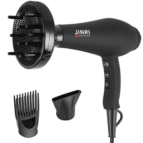 Product Cover 1875W Infrared Professional Salon Hair Dryer, Negative Ionic Blow Dryer for Fast Drying, AC Motor Light Weight Hair Blow Dryer with Diffuser & Concentrator & Comb（Black Color）