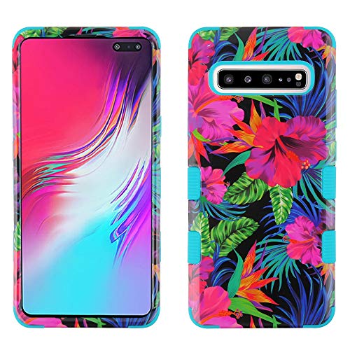 Product Cover Kaleidio Case Compatible for Samsung Galaxy S10 5G [TUFF] Rugged Armor 3-Piece [Shock/Impact Protection] Dual Layer Hybrid Rubber Cover [Colorful Hibiscus Flowers]