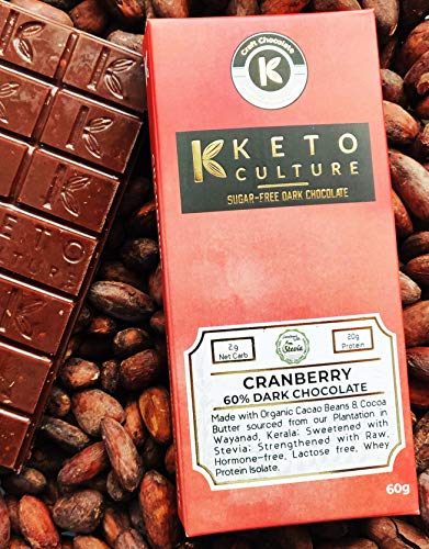 Product Cover Nepenthe Coffee and Chocolates Keto Culture Sugar-Free/Unsweetened Cranberries Dark Chocolate,  60 g
