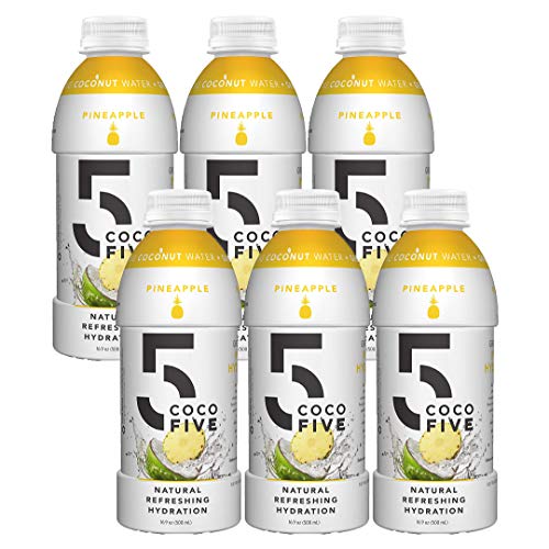 Product Cover COCO5 Clean Sports Hydration Pineapple Flavor | 100% Natural | 50% Less Sugar | Nothing Artificial | Non-GMO | Gluten Free | Developed by Pro Trainers for Pro Athletes | 16.9 OZ (Pack - 6)