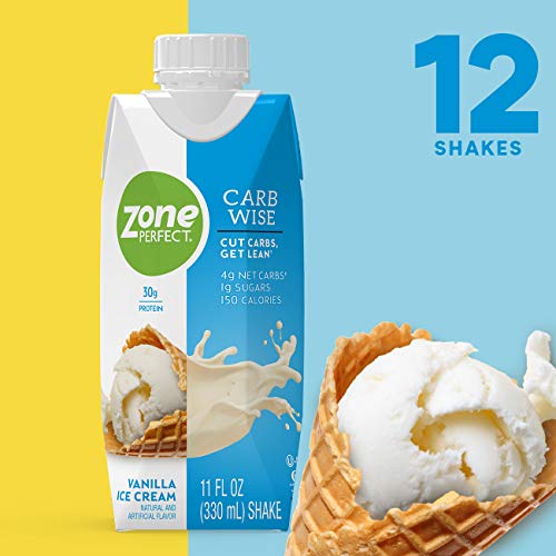 Product Cover ZonePerfect Carb Wise High-Protein Shakes, Vanilla Ice Cream Flavor, for A Low Carb Lifestyle, with 30g Protein, 11 fl oz, 12 Count