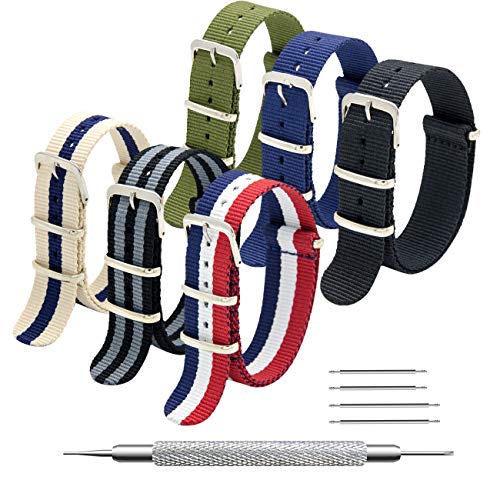 Product Cover MEGALITH NATO Strap 6 Packs 16mm 18mm 20mm 22mm 24mm Nylon Watch Band Premium Ballistic Zulu Watch Straps for Men Women with Stainless Steel Buckle