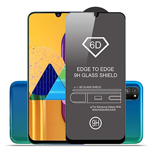 Product Cover SupCares Premium Edge to Edge Tempered Glass Screen Protector for Samsung Galaxy M30S / Samsung Galaxy M30 / A50S / A50 / A30 with Easy Installation Kit (Black) [Pack of 1]