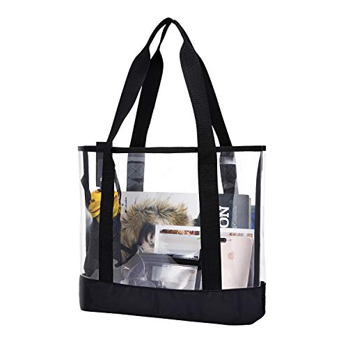 Product Cover Clear Tote Bags Stadium Approved - 20 inch Transparent Bag with Pouch Large Tote Bench School Handbag for Women