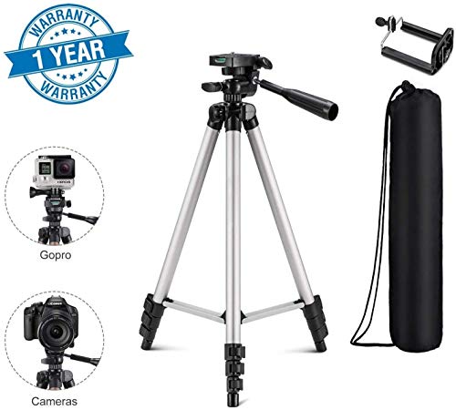 Product Cover SHOPTOSHOP Adjustable Aluminium Alloy Tripod Stand Holder for Mobile Phones, 360 mm -1050 mm, 1/4 inch Screw Metal Body (Silver and Black) (Camera Stand)