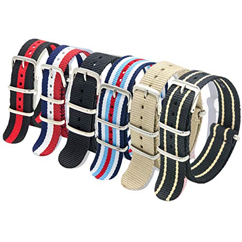 Product Cover MEGALITH NATO Strap 6 Packs 16mm 18mm 20mm 22mm 24mm Nylon Watch Band Premium Ballistic Zulu Watch Straps for Men Women with Stainless Steel Buckle