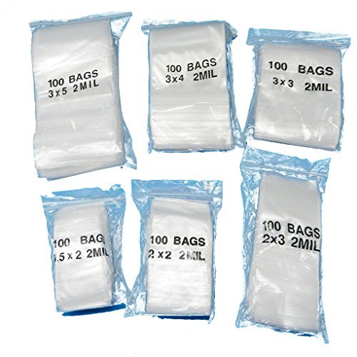 Product Cover ShipGuard 600 Reclosable Bags 6 Assorted Sizes Clear 2MIL baggies1.5x2 2x2 2x3 3x3 3x4 3x5