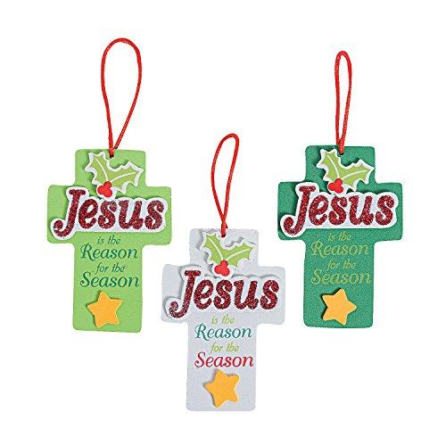 Product Cover Fun Express Jesus is The Reason Cross Christmas Ornament Craft Kit (Makes 12) Christian Crafts for Kids
