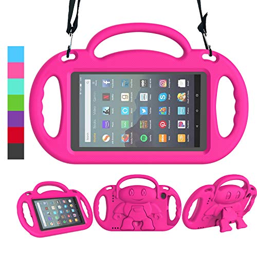 Product Cover LEDNICEKER Kids Case for All-New Fire 7 Tablet (9th Generation - 2019 Release) - Shockproof Handle Friendly Kids Stand Case with Shoulder Strap for Amazon Fire 7 2019 and 2017 (7 Inch Display), Rose