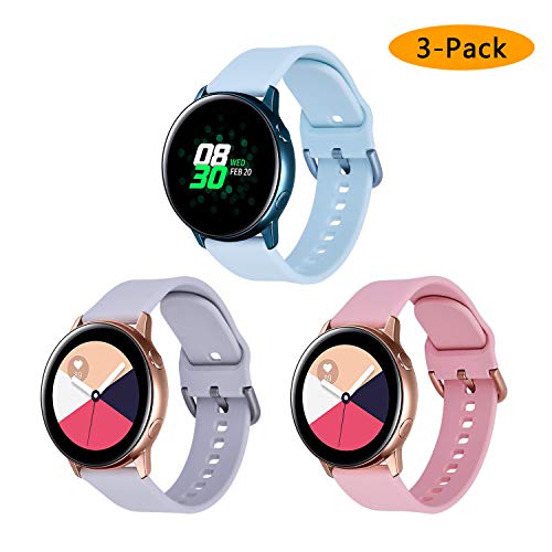 Product Cover Koreda Compatible Samsung Galaxy Watch Active Bands/Galaxy Watch 42mm/Gear Sport Bands Sets, Silicone Strap Replacement Wristband with Stainless Steel Buckle Compatible Galaxy Watch Active 40mm R500