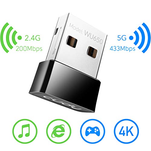 Product Cover Cudy 650Mbps USB WiFi AC Adapter, AC650 Dual Band 5GHz / 2.4GHz Wireless Adapter for PC/Desktop/Laptop - Nano Size, Compatible with Windows XP/7/8/8.1/10, Mac OS 10.6~10.11