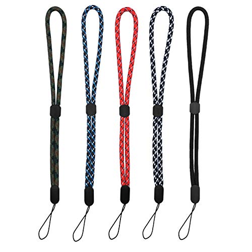 Product Cover Hukado Adjustable Hand Wrist Straps Lanyard, (5 Pack) 9.5 inches Nylon Lanyard with Movable Button for Phone, Camera, GoPro, PSP, Flashlight, Keychains, USB Flash Drives and More Device, Multi-Color
