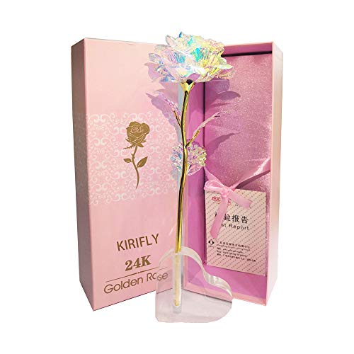 Product Cover KIRIFLY Artificial Rose Gifts Fake Flowers Roses Presents for Women Plastic Cellophane Flower Birthday Anniversary Engagement Colorful Gifts (Colorful)