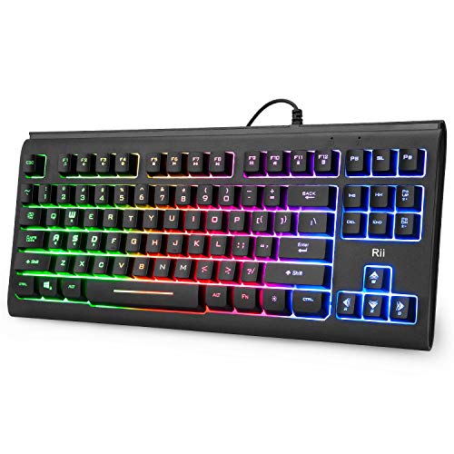 Product Cover Rii Primer RGB Compact Gaming Keyboard RK104,Backlight Keyboard,Small 87 Keys No Number Pad Keyboard for Windows PC Laptop Desktop