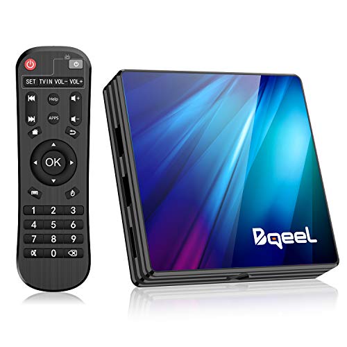Product Cover Bqeel Android TV Box 9.0 4GB RAM 64GB ROM, R1 Plus Android Box RK3318 Quad-Core 64bits Dual-Band WiFi 2.4G/5G BT 4.0 3D 4K Ultra HD H.265 USB 3.0 Smart TV Box