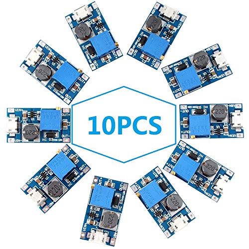Product Cover WOWOONE dc to dc Step up Converter DC Voltage Regulator Voltage Converter Step Up dc Boost Converter USB Power Module Supply Module 2V-24V to 5V-28V 2A MT3608 Mico USB (Pack of 10)